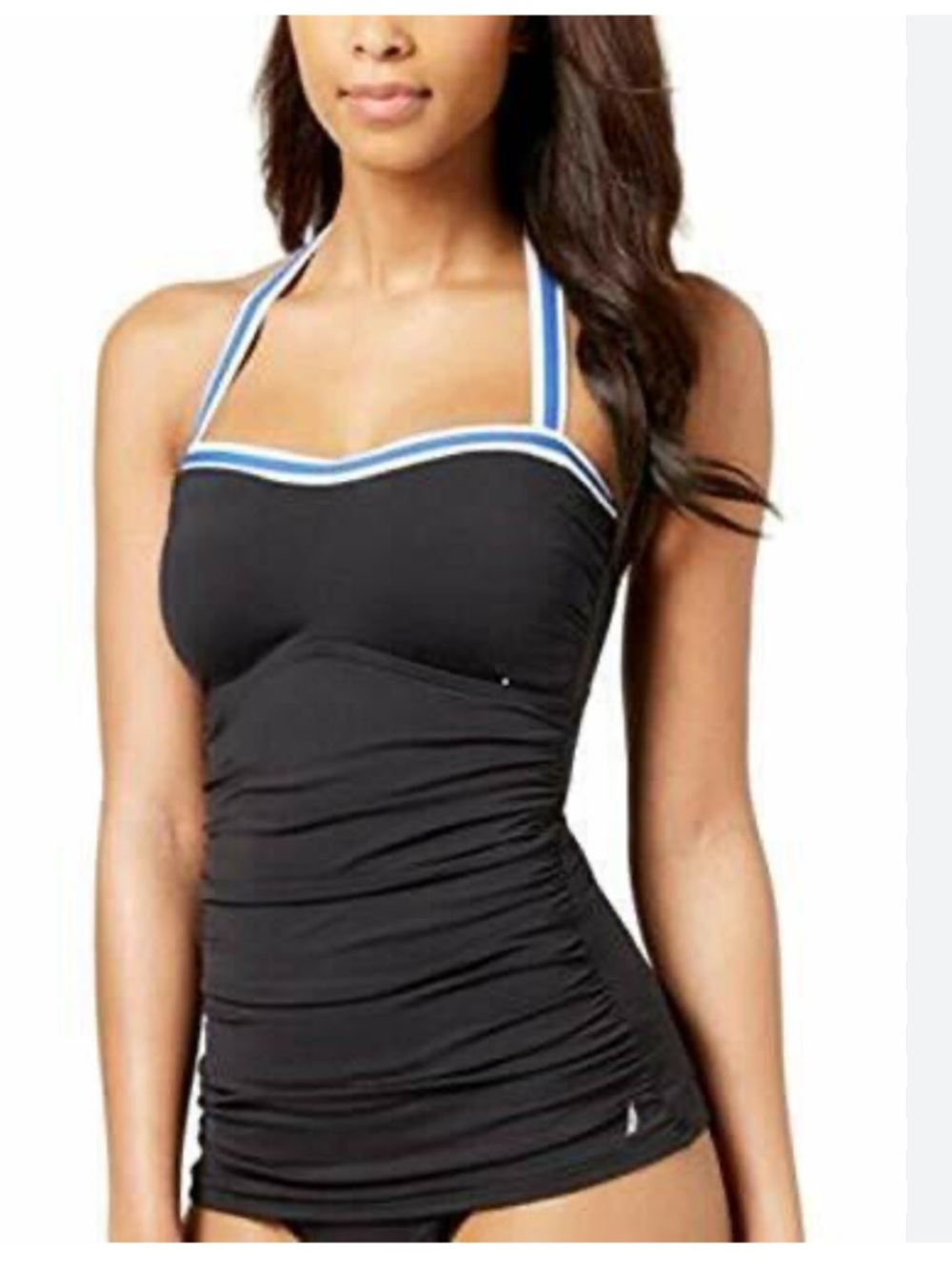 Nautica Black Tankini with Blue and White Trim Size Small New